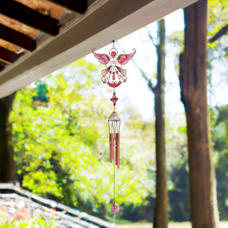ICE ARMOR 23" Long Red Angel Copper and Gem Wind Chime Garden Patio Decoration