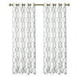 thumbnail image 2 of 2 Pack: Regal Home Collections Geo Lattice Semi Sheer Grommet Top Curtain Panels With a Satin Backing For Privacy - Gray, 84 in. Long, 2 of 7