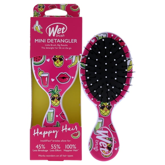 Mini Detangler Brush Happy Hair - Smiley Pineapple by Wet Brush for Unisex - 1 Pc Hair Brush