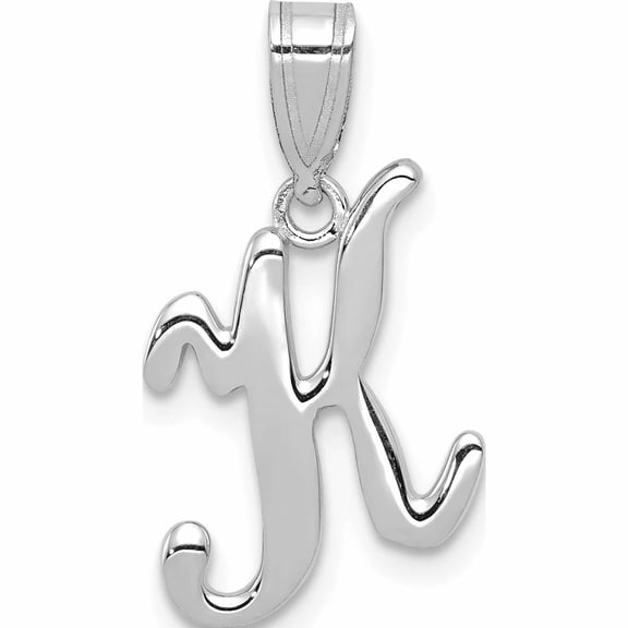 14K White Gold 14Kw Script Letter K Initial Pendant Made In United States -Jewelry By Sweet Pea