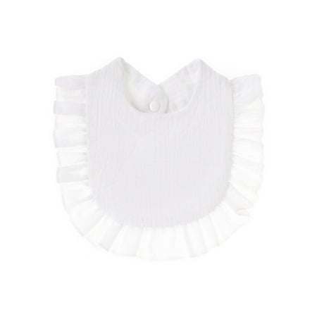 

Gureui Kids Baby Girls Boys Bibs Soft Absorbent Ruffled Solid Button Closure Washable Clothes Accessory