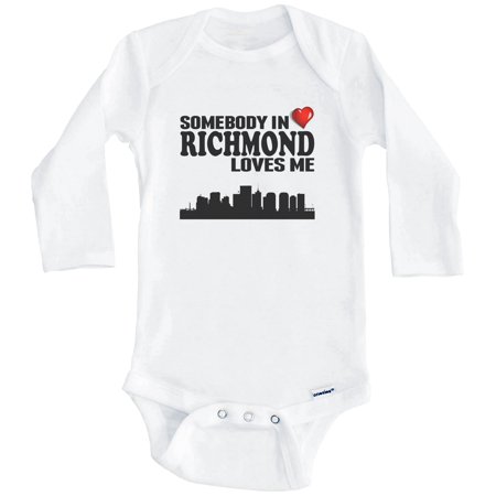 

Somebody In Richmond Loves Me One Piece Baby Bodysuit (Long Sleeve) 3-6 Months White