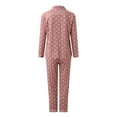 thumbnail image 3 of Two Piece Women Casual Lapel Button Polka Dots Print Long Sleeve Women's Pajamas Suit, 3 of 6