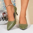 thumbnail image 2 of Stiletto Heels for Women Closed Toe High Heeled Leather Pointed Pumps Sexy Comfortable Slip on Classic Wedding Dressy Shoes Green Size 8.5, 2 of 5