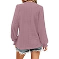 thumbnail image 2 of Womens Hollow Out Fall Tops V Neck Long Sleeve Blouses Ruffle Sleeve Tunic Lace Shirts For Women Cogild, 2 of 3