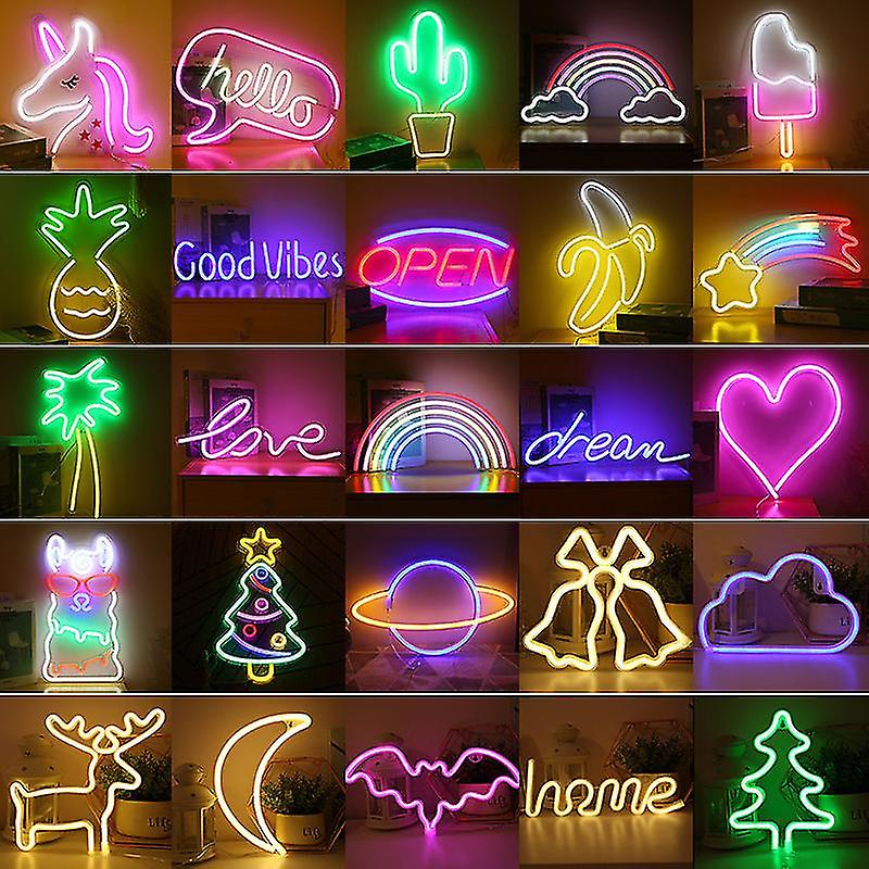 Led Neon Light Wall Art Sign Bedroom Decor Rainbow Hanging Night Lamp Home  Party Holiday Decor Xmas Gift