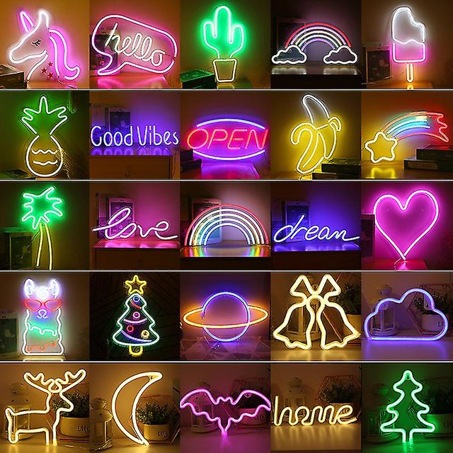 Led Neon Light Wall Art Sign Bedroom Decor Rainbow Hanging Night Lamp Home Party Holiday Decor Xmas Gift
