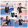 thumbnail image 5 of Gymnastics Leotards for Girls, Long Sleeve Sparkly Rhinestone Dance Unitards Biketards with Shorts for 5-10 Years, 5 of 9