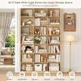 thumbnail image 6 of Hiphuta 21-Cube Bookcase, 86"H Tall Wooden Bookshelves for Bedroom, Living Room and Office, Freestanding Display Shelves Cube Organizer, Natural, 6 of 8