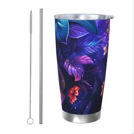 

Cauagu Magic Colorful Forest Leaves Pattern 20oz Tumbler Stainless Steel Vacuum Insulated Tumbler with Lid Insulated Coffee Mug Thermal Cup with Splash Proof Sliding Lid-Straw Two-piece Set