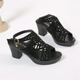 thumbnail image 5 of Ketyyh-chn99 Summer Sandals for Women 2024 Shoes Ladies Slippers Women's Platform Strappy Heels Open Toe Ankle Strap Square Party Sandals Y2K Dress Shoes Black,8, 5 of 5