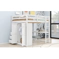 thumbnail image 4 of Full Size White Wood Loft Bed w/ Wardrobe, Desk, Shelves &amp; Drawers - Bedroom Space Saver! 79.5"L x 57"W, No Box Spring Needed, Solid Wood Frame, 4 of 21