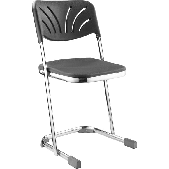 NPS 6600 Series 18" Modern Plastic Elephant Z-Stool with Backrest in Black