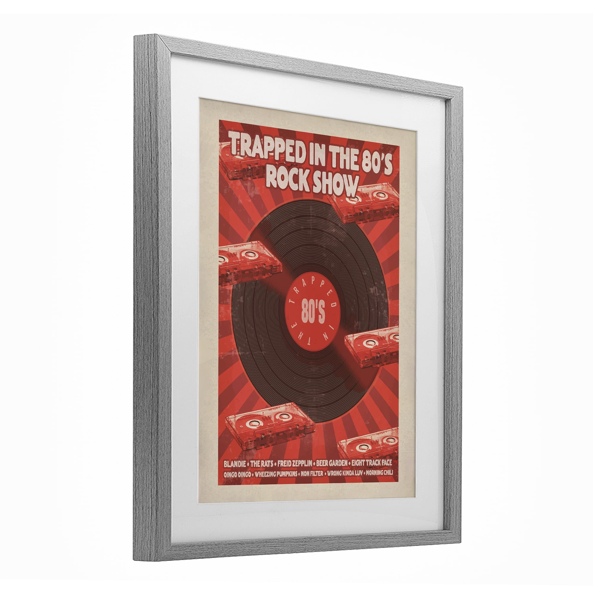 Stupell Industries Trapped in 80s Rock Show Gray Framed Print Under Glass, design by Old Red Truck