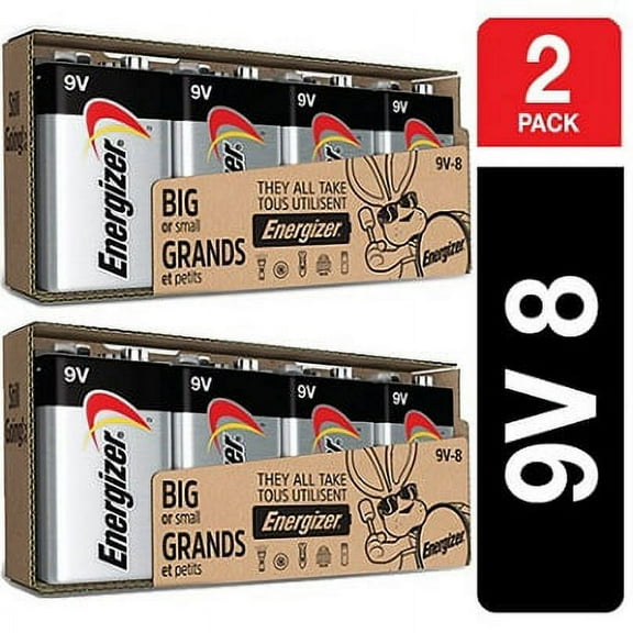 Energizer MAX Alkaline 9 Volt Batteries, 16 Count (2 x 8 Packs)