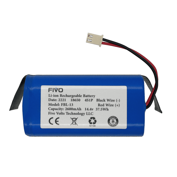Fivo Battery Compatible with Shark R75 RV85 RV850 RV750-N RVBAT850 14.8V 2600mAh (2-Prongs Plug)