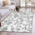 thumbnail image 3 of 4x6 Area Rugs, Grey Flower Non-Skid Rubber Backing Large Rectangle Rugs - Living Room Bedroom Home Office, Vintage Farmhouse Boho Leaf Spring Plant Indoor Floor Mat Carpets Washable Rug, 3 of 9
