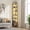 Brown-6 Tiers, variant on HIGDBFE  6-Tier Corner Shelf with LED Light and Fabric Drawer, 75" Tall Corner Bookshelf for Small Spaces, Rustic Brown