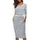 thumbnail image 1 of Vestido tubo informal de oficina con escote redondo, mangas 3/4 y entallado hasta la cadera para mujer, 1 of 5