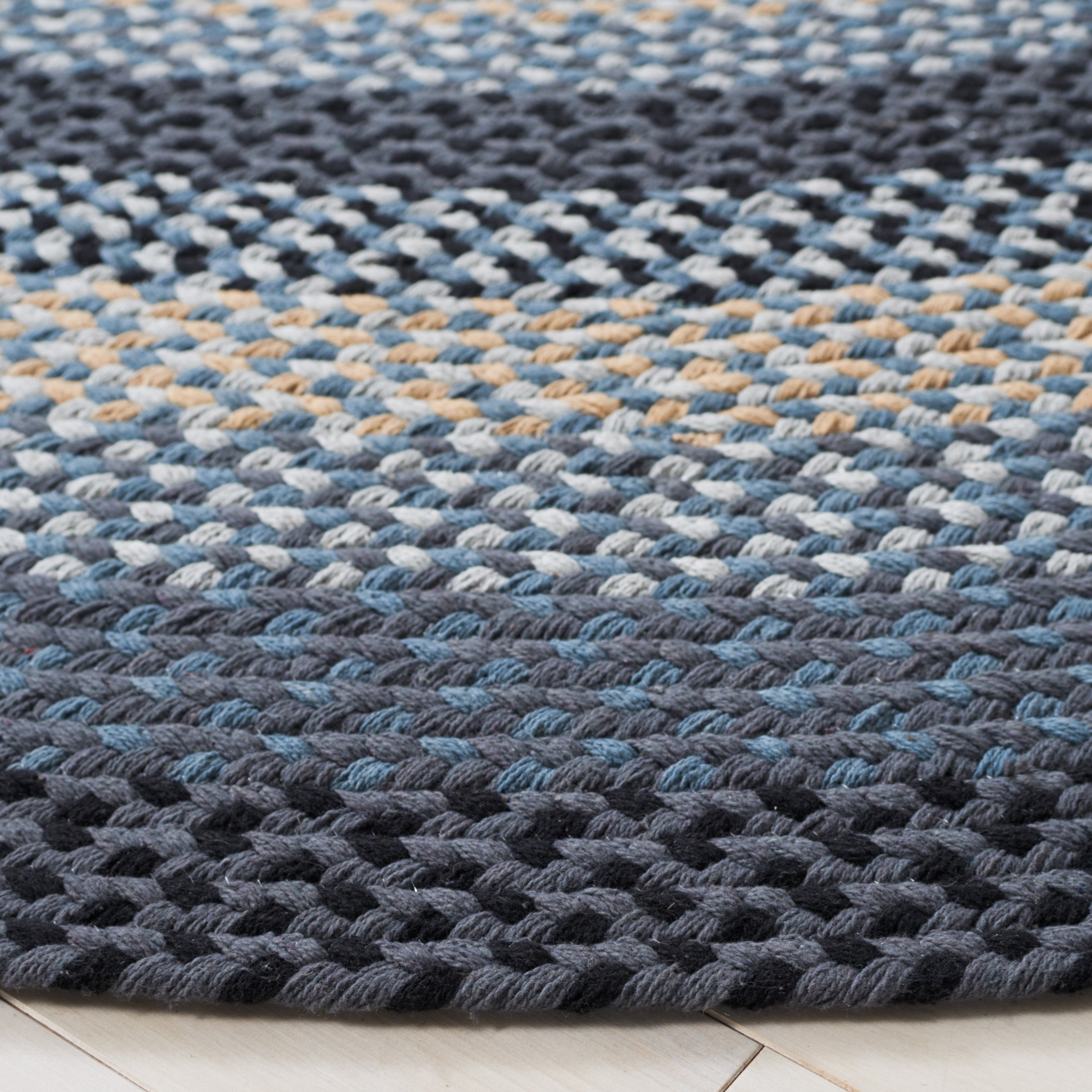 SAFAVIEH Braided Claes Bordered Reversible Area Rug, Dark Gray/Blue, 5' x 8' Oval