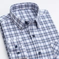 thumbnail image 4 of UAMVSH Cotton Shirts for Men Trendy Plaid Printed Flat Front Lounge T-Shirts with Pockets Long Sleeve Button down Business Casual Blouses(3X-Large,White 1), 4 of 4