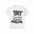 thumbnail image 1 of [Camiseta de algodón] Camiseta de algodón "August Are Sunshine" para mujer | Cuello redondo, manga corta, informal, para todo el año, con estampado de letras divertidas, negra, lavable a máquina, cort, 1 of 6
