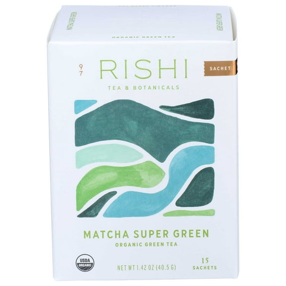 Rishi Organic Matcha Super Green Tea - 15 bags per pack -- 6 packs per case.