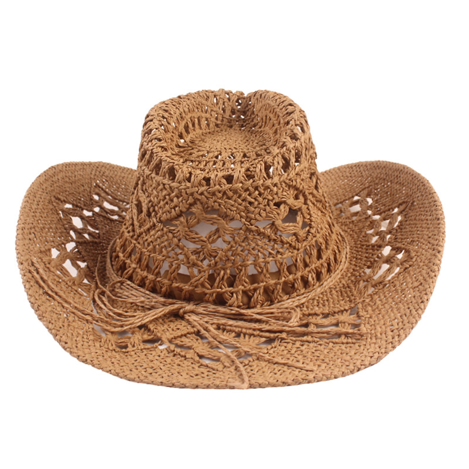 12 Pcs Straw Cowboy Hats for Women Men, Wide Brim Summer Hat Bulk Panama  Sun Protection Hats for Western Themed Party Travel Decorations Brown