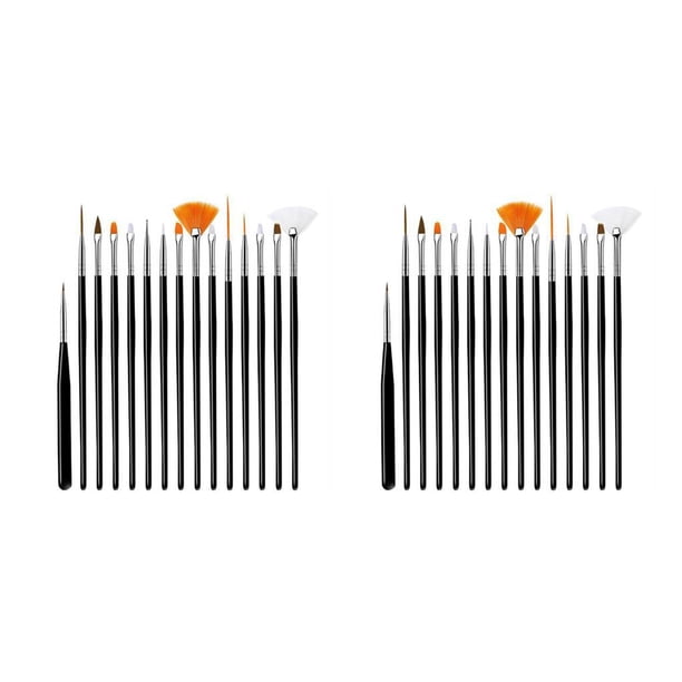 Guardurnaity 15 piezas de mano Nail Art Brush Toenail Dotting Pen para principiantes Polaco Pintura Manicura Regalos profesionales Negro 2piezas Guardurnaity CBP224878