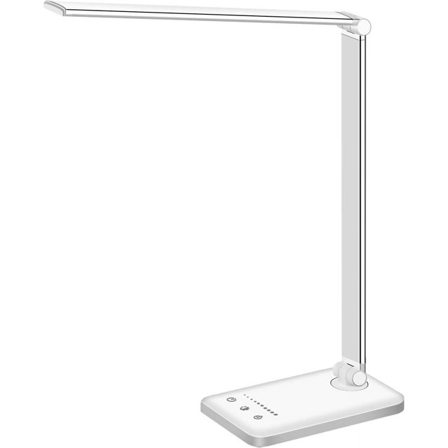 Lámpara de escritorio LED, lámpara de mesa regulable, lámpara de lectura con puerto de carga USB, 5 modos de iluminación