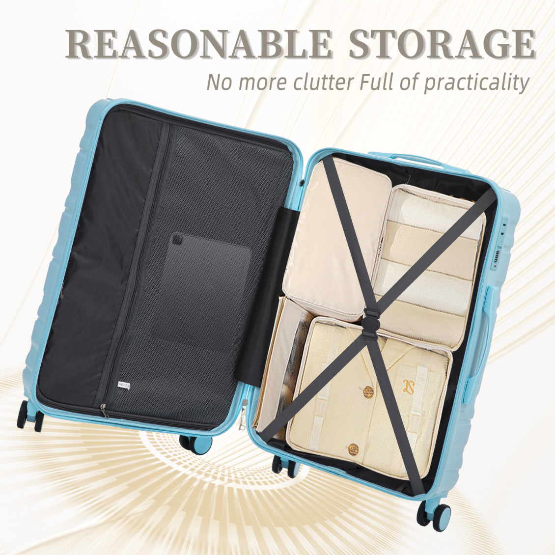 3 Pieces Premium Luggage Set with Expandable Design, 20" 24" 28" Hardside Spinner Suitcases with TSA Lock, Lightweight ABS+PC Checked & Carry On Luggage for International Travel,Blue