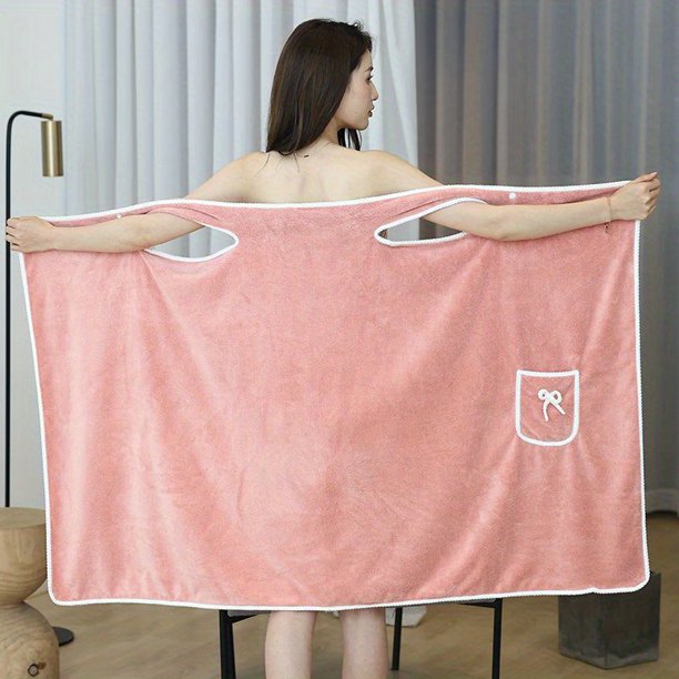 1pc Quick-Drying Coral Velvet Bath Towel with Bowknot Design for Adults - Soft and Absorbent Bath Skirt for Comfortable Bathing Experience