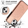 thumbnail image 4 of Design for iPhone 13 Case with Tempered Glass Screen Protector Credit Card Holder Slot, Leather Wallet Phone Cases Kickstand Protective Cover for iPhone13 iP13 Women 6.1 inch Rose Gold, 4 of 12