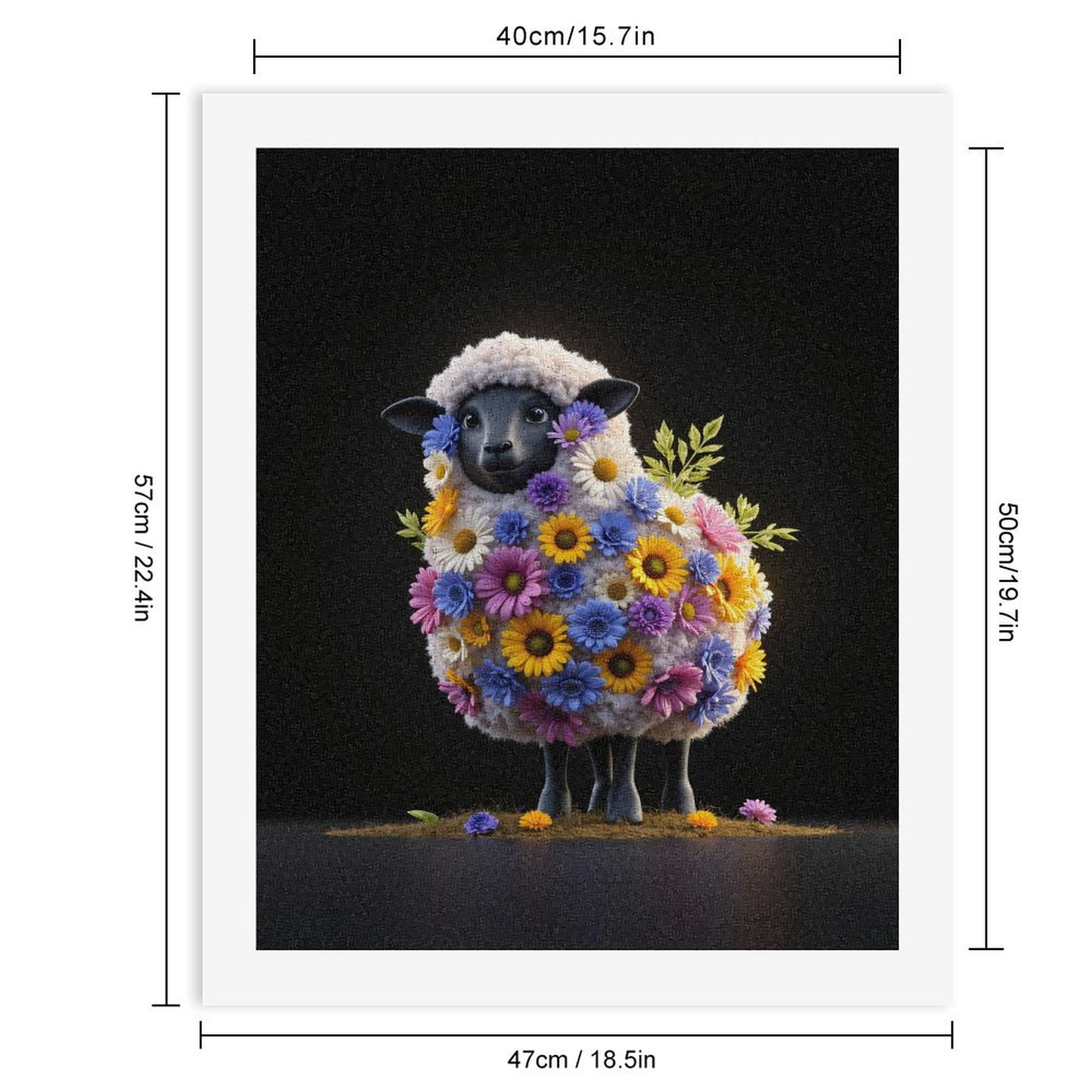 Paint By Numbers Kit for Adults Beginner - DIY Colorful Floral Sheep Art Piece Canvas Painting Kits for Adults, Frameless Paint By Number for Adults for Home Wall Decor 16x20 Inch