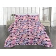 thumbnail image 2 of Ambesonne Abstract Boho Quilted Coverlet 3 Pcs, Floral Contemporay, Queen Size, Fuchsia Pale Pink Cream, 2 of 4