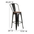 thumbnail image 5 of Merrick Lane 30" High Black-Antique Gold Metal Barstool with Back and Wood Seat, 5 of 11