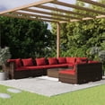 thumbnail image 1 of vidaXL 9 Piece Garden Lounge Set with Cushions Brown Poly Rattan, 1 of 5