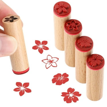 4 Pcs Mini Tools Vintage Scrapbook Wooden Seal Rubber Stamps Decorative Child Student Use