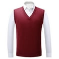 thumbnail image 4 of FINALGANG Men Sweater Vest Solid Color Sleeveless V Neck Knitted Vest Plain Pullover Tops Office Casual Daily Outdoor Wear Fashionable Knitwear, 4 of 5