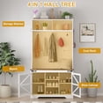thumbnail image 4 of Hall Tree, 4-in-1 Coat Rack with 7 Shoe Cubbies & 7 Coat Hooks, Hall Tree with Bench and Shoe Storage for Hallway, Mudroom Bench, Entryway Furniture, 42" W x 15.7" D x 77" H, White, 4 of 6