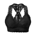 thumbnail image 2 of URBAN DAIZY Women's Seamless Lace Bra Racerback Padded Sexy Floral Mesh Bralette Crop Top Removable Pads Breathable Bustier A11_6324 Black L, 2 of 7