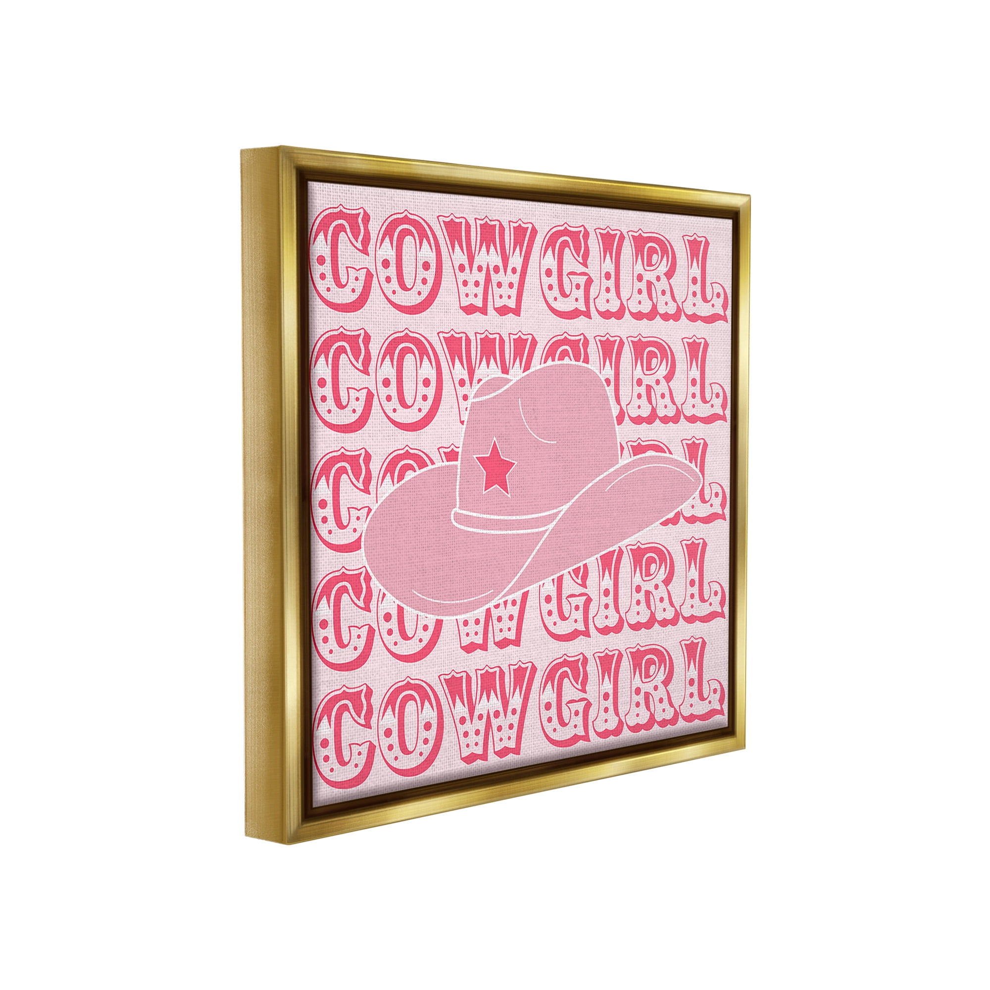 Stupell Industries Blush Pink Cowgirl Beauty & Fashion Painting Gold Floater Framed Canvas Art Print Wall Art, 25 x 25
