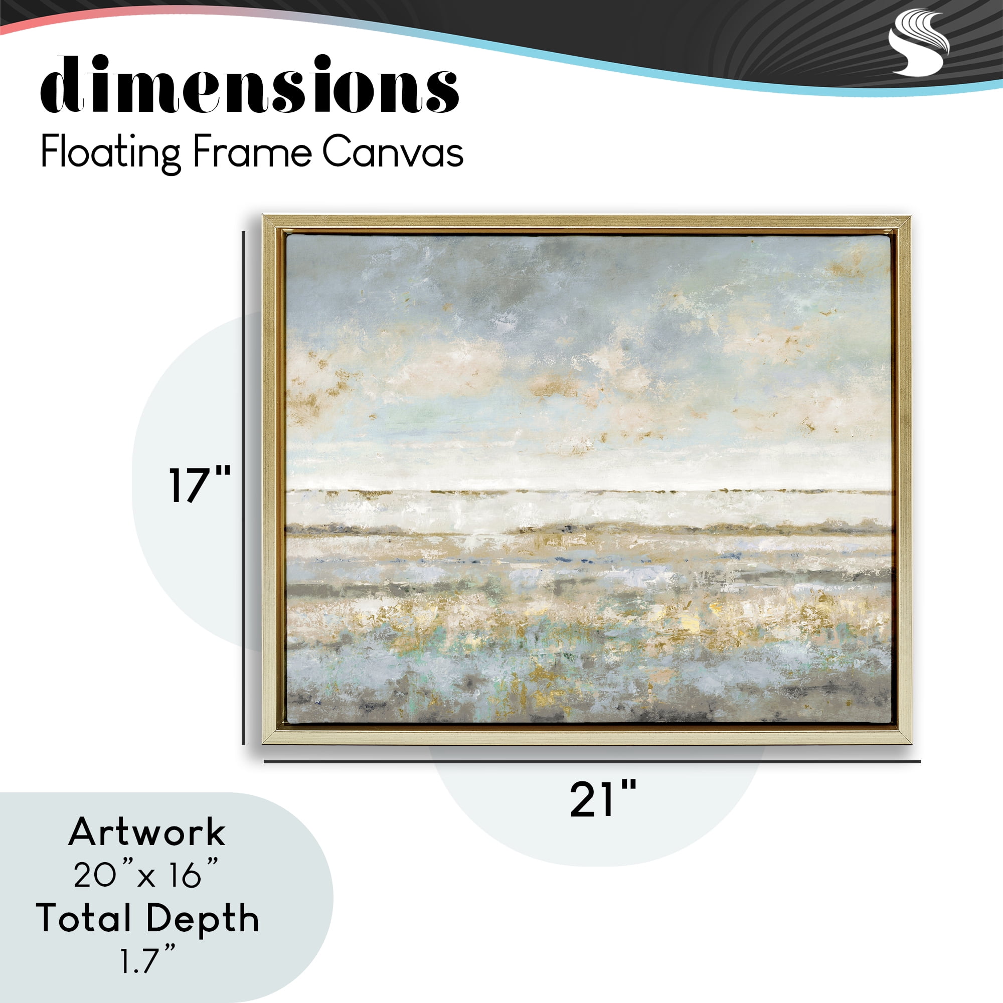Stupell Industries Contemplative Mood Abstract Gold Framed Floater Canvas Wall Art, design by Lorenzo Collective