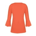 thumbnail image 4 of ATOYSOY Women's Workout Casual Button Down Elegant Babydolls Tops Dressy Tunic V Neck Shirts Fall Relaxed Long Sleeve Pullovers Pleated Blouses Trendy Orange XL, 4 of 4
