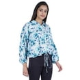 thumbnail image 3 of Moomaya Printed Tops For Womens Balloon Sleeve Collared Button Down Casual Shirt, 3 of 7