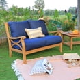 thumbnail image 3 of Cambridge Casual Lowell Teak Patio Loveseat with Cushion Plantation Teak/Navy Cushion, 3 of 5