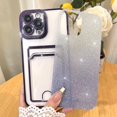 thumbnail image 3 of Bling Wallet for iPhone 14 Pro Max Case Plating, Glitter Gradient Card Holder Camera Protection Luxury Cover + 1* Screen Protector, Card Slot Case Elegant Phone Case -Purple, 3 of 6