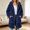 Blue, variant on Women's Faux Coat Mid-Length Winter Outerwear with Hood, Long Sleeve Zip-Up Casual Jacket for Holiday Parties, Date Nights, and Weekend City Strolls