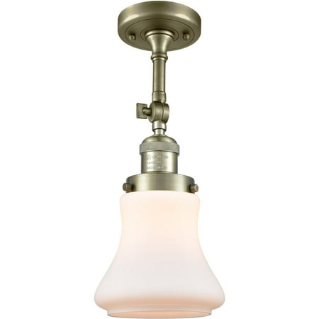 

Antique Brass Tone Semi Flush 6 Wide Matte White Glass Steel/Cast Brass/Glass Medium Base LED 1 Light Fixture