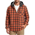 thumbnail image 3 of Men's Casual Plaid Shirts,Button Long Sleeve Hooded Pullover Top with Drawstring and Chest Pocket,Weekend Outing, 3 of 7